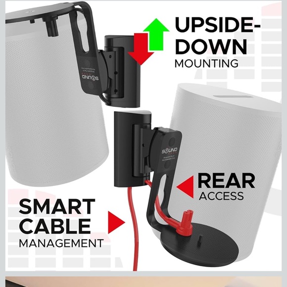 Sound Bass ERA100 Wall Mount Bracket, Black, Tilt and Swivel, Twin (2pcs) - Picture 4 of 4